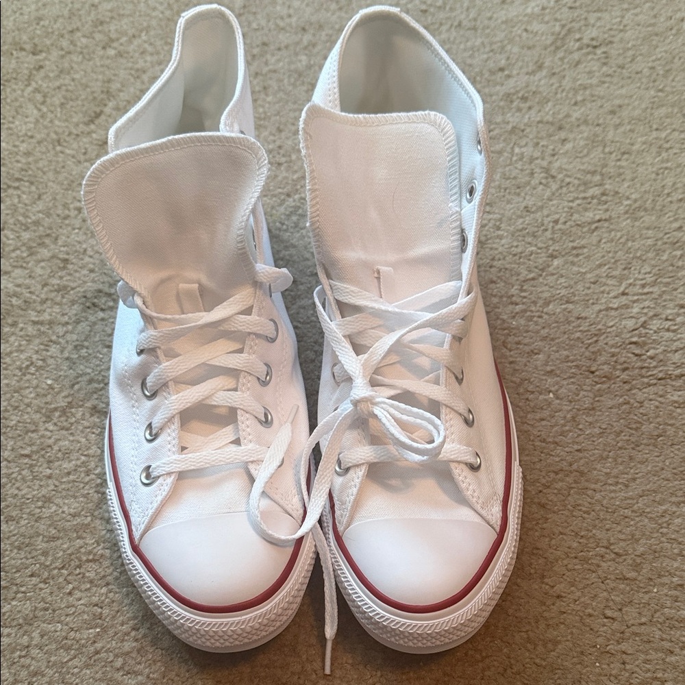 Converse White and Red High-Top Sneakers